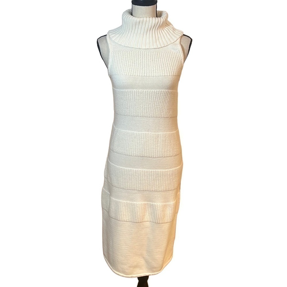 Moth Cream Sleeveless Turtleneck Midi Dress Sz-XS